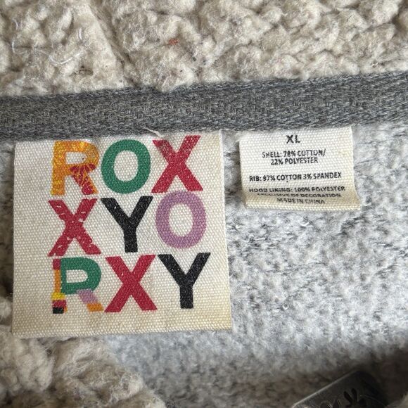 Y2K Roxy Womens Full Zip Hooded Sweatshirt Y2K Grey XL Embroidered Surf Skate - Picture 11 of 14